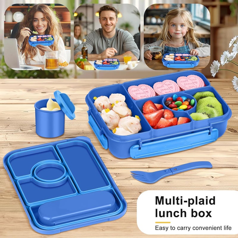 Amathley Bento Box Adult Lunch Box Kids,Lunch Containers for Adults/Kids/Toddler,5 Compartments Bento Lunch Box with Sauce Vontainers,Microwave & Dishwasher & Freezer Safe,BPA-Free (Navy) - Image 5